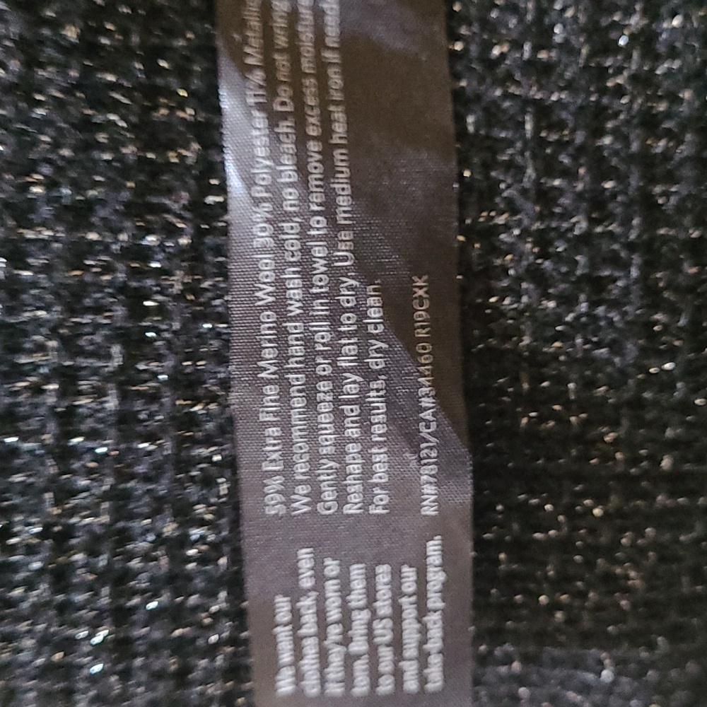 EILEEN FISHER Black Size M Sparkle Merino Straight Long Cardigan, Like New - Picture 6 of 7